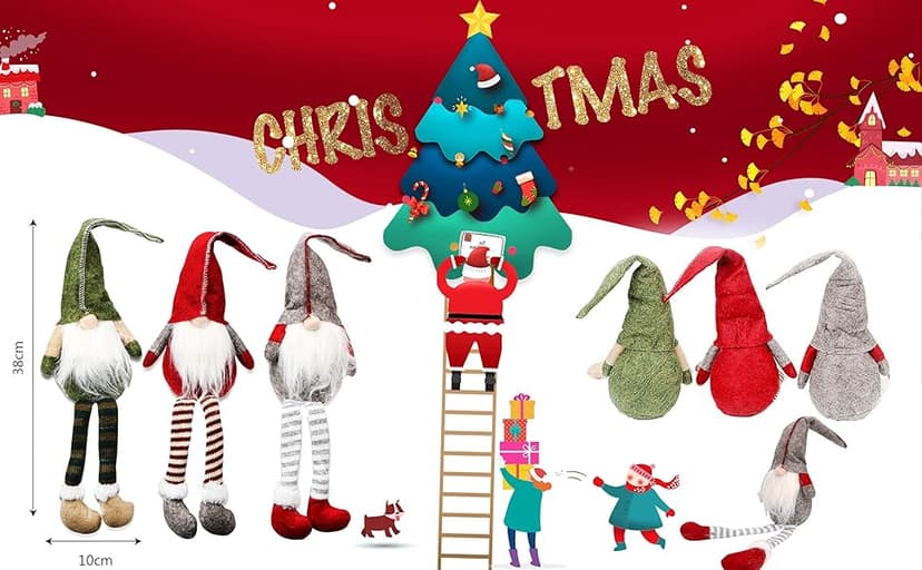 3pcs New Christmas Decoration Long Legs Rudolph Doll Christmas Children Gift Hotel mall Window Decoration