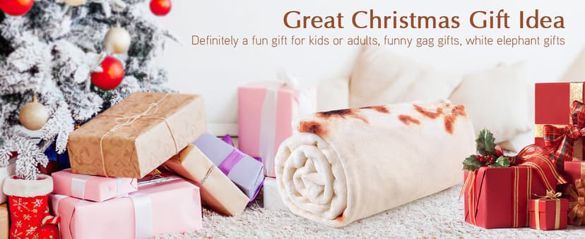 SeaRoomy Burritos Tortilla Blanket, Realistic Food Wrap Blanket Double Sided, Novelty Funny Tortilla Round Giant Soft Blankets (Beige, 47 inches)