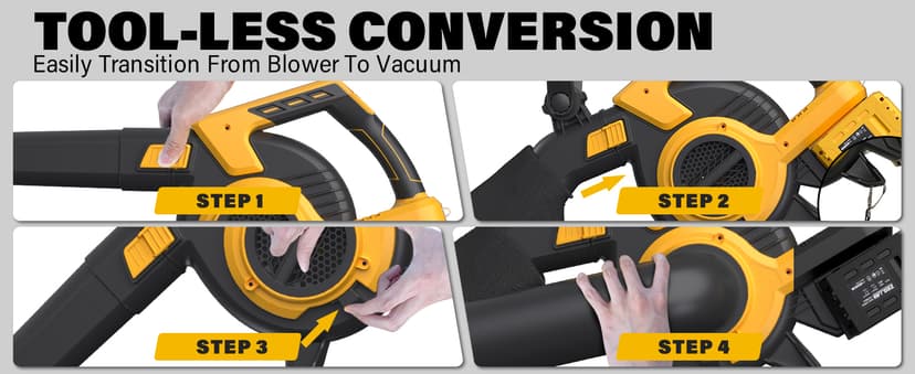 Cordless Leaf Blower & Vacuum, 3-in-1 Leaf Vacuum Mulcher with Bag, 40V 360CFM 5-Speeds Brushless Battery Operated Leaf Blower for Lawn Care with 2 x 4.0Ah Battery & Charger Included
