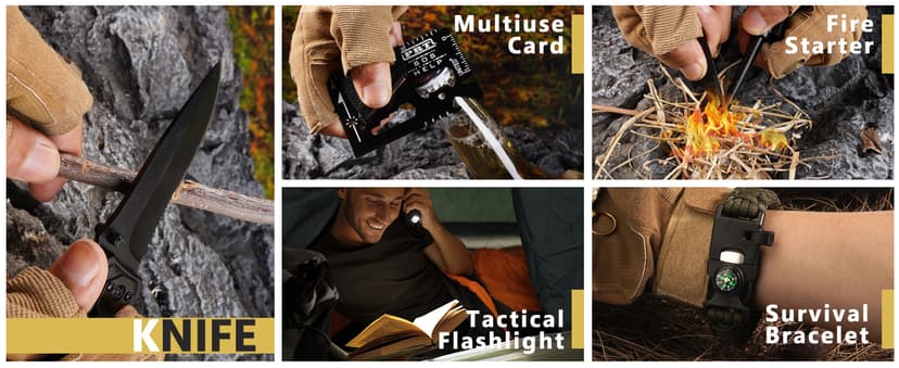 TRSCIND Gifts for Men Husband Dad Christmas, Survival Kit, Emergency Survival Gear and Equipment 14 in 1, Stocking Stuffers Birthday Gifts for Him Boyfriend, Hunting Fishing Camping Accessories, Cool Gadget