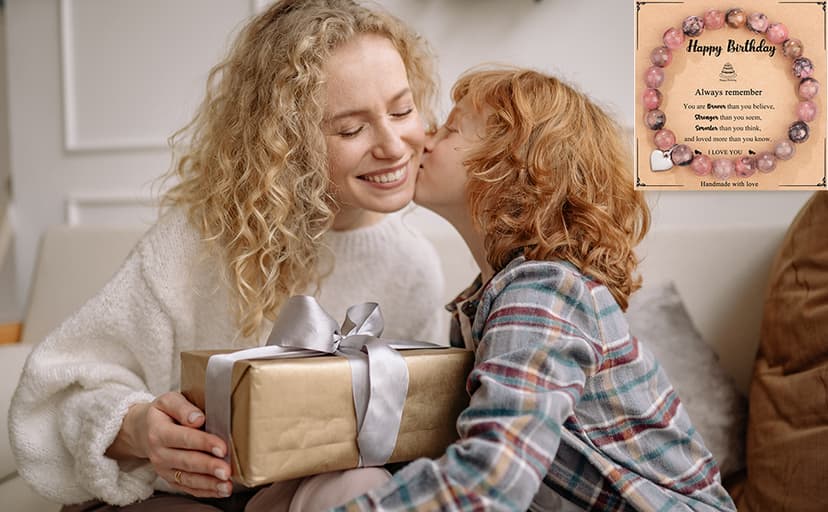 Yiyang 13th 16th 18th 21st 25th 30th 35th 40th 45th 50th 60th 65th 70th 75th 80th Birthday Gifts for Women, Natural Stone Bracelet Birthday Gifts for Women Mom Daughter Grandma Sister Coworker