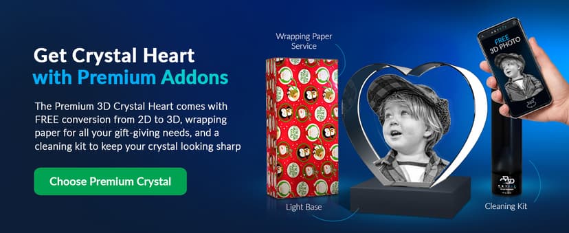 ArtPix 3D Crystal Photo, Personalized Gifts for Women, Wife, Men, Mom, Father, Her, Him, Dad, Grandpa, Great Customized Gift with Your Own Photo, Custom Glass 3D Laser Etched Picture Wedding - Heart