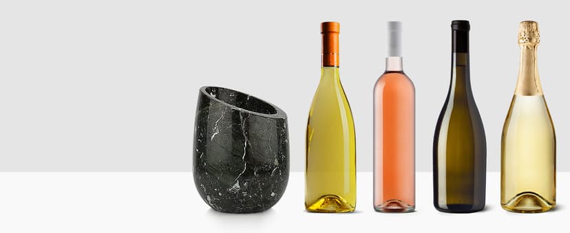 Gusto Nostro Marble Wine Chiller Bucket - 750ml Wine Bottle Cooler and Champagne Chiller for Party, Kitchen, Bar Cart Decor to Chill & Keep Bottles Cold with Unique Wine Lovers Gift Box (White)