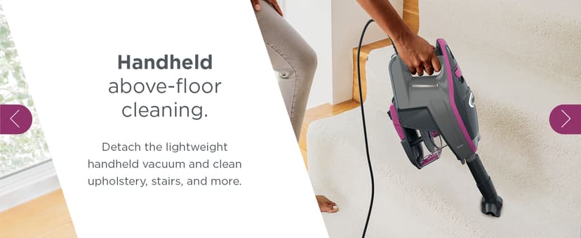 Shark HV371 Rocket Pro DLX Corded Stick, Removable Hand Vacuum, Advanced Swivel Steering, XL Cup, Crevice Tool, Upholstery Tool & Anti-Allergen Dust Brush, Fuchsia, Capacity