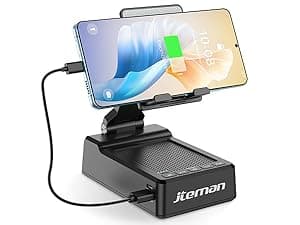 JTEMAN Gifts for Men Women,Cell Phone Stand with Bluetooth Speaker,LED Light,and Lanyard,Cool Tech Gadgets,Unique Birthday Gifts for Men Husband Mom Dad