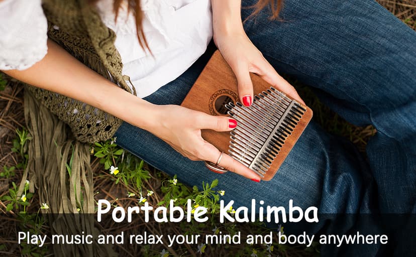 Kalimba Thumb Piano,YUNDIE Portable 17 Keys Mbira Finger Piano with Tune Hammer and Study Instruction,Musical Instruments Birthday Gift for Adult Beginners Professional(Brown)