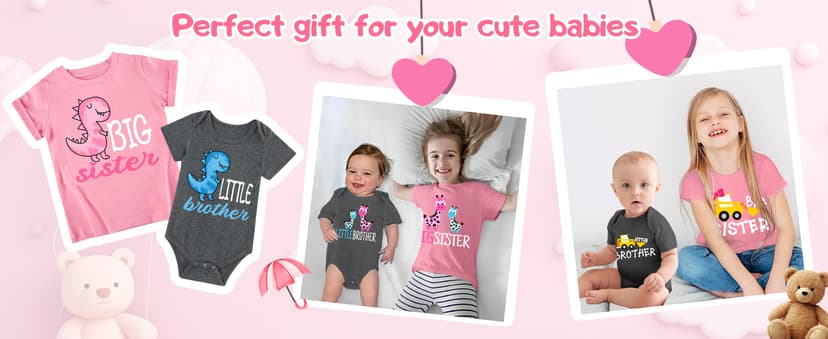 Funnycokid Big Sister Little Brother Matching Outfits Toddler Girl Shirt Newborn Boys Clothes