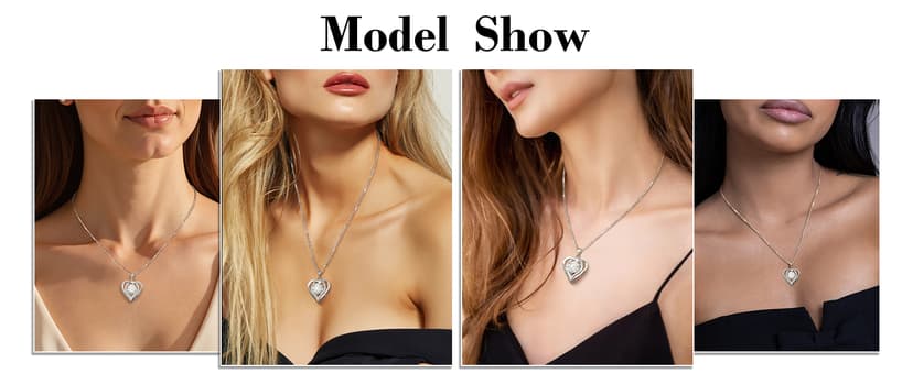 Moissanite Necklace for Women, 1-3 Carat Heart Pendant Necklace, 925 Sterling Silver, Anniversary Present for Wife, Women, Birthday Gifts for Wife, Jewelry Gifts for Christmas, Valentine's Day