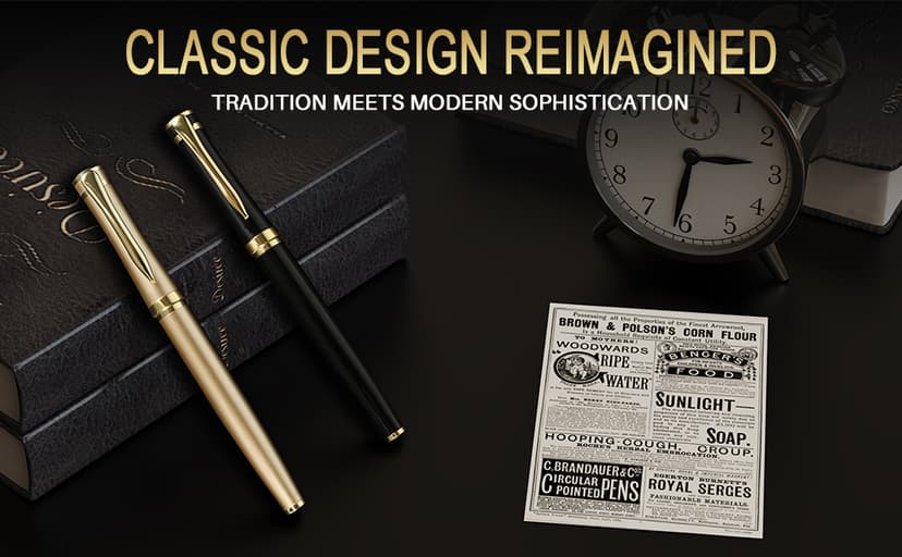 Fountain Pen with Fine Nib | Luxury Gold Finish, Smooth Ink Flow, Complete Set with Ink Cartridges, Converter & Sleeve | Ideal for Professionals, Office, Journaling, and Gifts