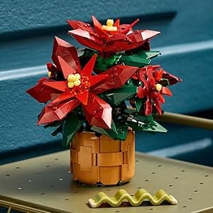 LEGO Icons Poinsettia Building Set - Artificial Flower Decorations & Centerpieces for Table, Adults Ages 18+ - 10370