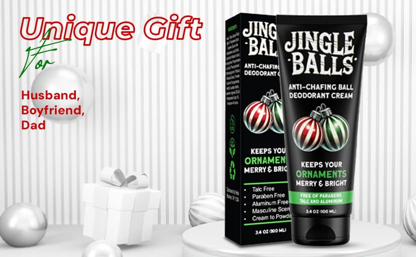 Pelto Jingle Anti-Chafing Cream Ball Deodorant for Men. 2024 Stocking Stuffers for Men Christmas Gifts For Husband Boyfriend, Unique Gifts for Him. White Elephant Gift Dad Boyfriend Secret Santa