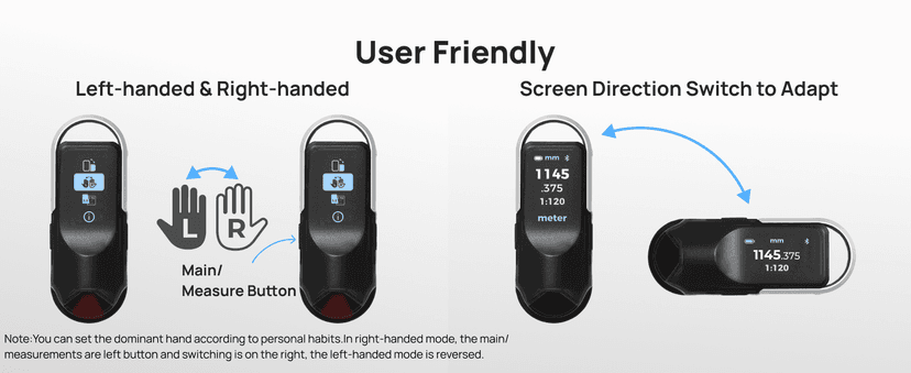 HOZO NeoRulerGO Digital Tape Measure with Laser, Smart Rechargeable Measuring Tool for Flat, Curved, Odd Shapes | Bluetooth App | Pocket Size | Cool Gadgets for Dad, Men, Husband