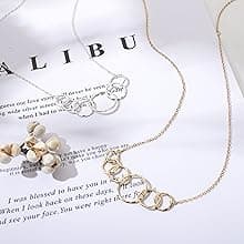 HOPE LOVE SHINE Unbiological Sister Gift - Sister Necklace, Jewelry 16+2", Sterling Silver, 2 Interlocking Rings