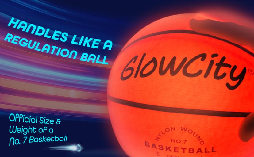 GlowCity Glow in The Dark Basketball - Sizes 5, 6, 7 Light Up Ball for Kids, Teens & Adults - Red Glow for Outdoor Games - Sports Birthday Gifts Ideas for Boys Ages 6 7 8 9 10 11 12 13 14