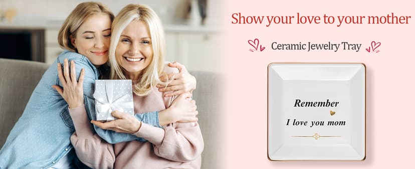 Ceramic Jewelry Tray for Mom: Christmas Gifts for Women Wife Grandma.Trinket Tray Dish Decorations for Rings Earrings Necklaces Bracelet, Mothers Day Birthday Gifts for Women Mom Sister Friends