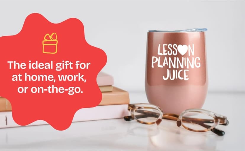 KLUBI Teacher Birthday Gifts for Women - Lesson Planning Juice Wine Tumbler 12oz with Lid and Straw - College Graduation Gifts for Teachers, Student Teacher Congratulations, Cute New Teacher's Gift