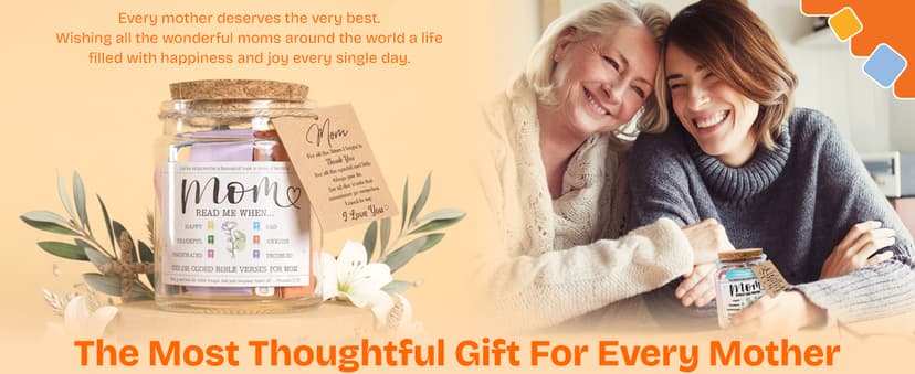 NewEleven Christmas Gifts For Mom, Mom Gifts From Daughters Son on Mother Birthday, Bible Jar, Christian Gift for Wife, Thank You Gift Decorative Inspirational Scripture Jar with 92 Bible Verses