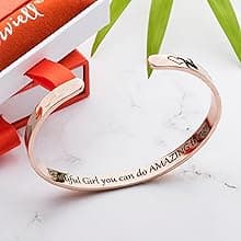 Carviell Engraved Cuff Bracelets for Women – Inspirational, Friendship, Love, Mom, Daughter, Sister, Christian, Graduation, Memorial & Wedding Gifts – 80+ Phrases – Stainless Steel, Gift-Ready