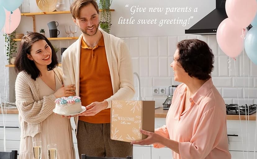 New Mom Gifts for Women, 9pcs Pregnancy Gifts for Expecting Mom, Cute Baby Gifts New Parents Gifts for Couples w/Mom and Dad Mugs for Gender Reveal Baby Shower First Time Mom to be Gifts(Khaki)