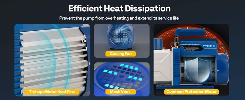 VIVOHOME 1.5 HP 14.4 CFM 2 Stage HVAC Vacuum Pump for R134a R12 R22 R502 R410a Systems, Auto AC Vacuum Pump for Automotive Air Conditioner Refrigeration Maintenance with 2 Oil Bottles