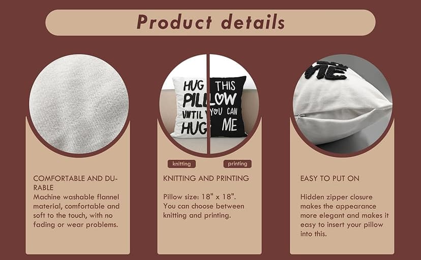 Sufamb Hug This Pillow Until You Can Hug Me Throw Pillow Covers, 18 x 18 Pillow Case, for Boyfriend Girlfriend Birthday Gifts, Long Distance Relationships Gifts (Black)(18x18in)