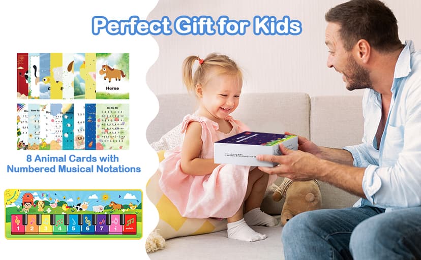 FOKI Floor Piano Mat for Toddlers, Baby Kid Sensory Educational Dancing Keyboard Carpet Animal Sounds Blanket Touch Playmat Musical Mats Birthday Toddler Toys for 1 2 3 4 5 Year Old Boy Girl Gifts