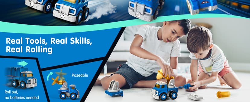 hahaland Toys for 5 Year Old Boy Birthday Gift - STEM Boys Toys for 6 Year Old Boy Age 6-8 Years, 5 in 1 Building Take Apart Trucks Transform to Robot, Kids Ages 5-7 Christmas Stocking Stuffers Gifts