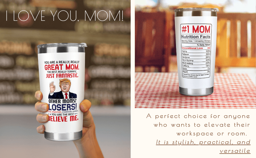 Gifts for Mom from Daughter Son - Christmas Gifts for Mom Wife - Birthday, Christmas, Valentines Day Gift for Moms - Gift for Mama, Moms, Mother - 20 Oz Stainless Steel White Tumbler