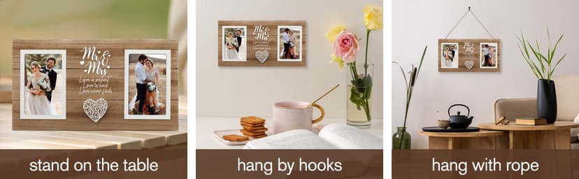 Personalized Wedding Gifts for Couples, Bridal Shower Gift for Bride, Mr & Mrs Photo Frame Holds 2pcs 4x6 Pictures, Unique Wedding Gifts for Newlyweds