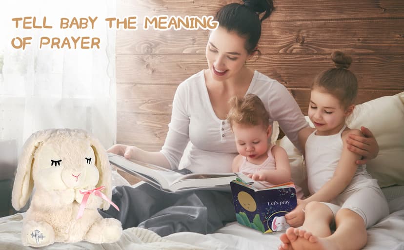 Baptism Gifts for Girls, Baby Dedication Gift, Christening Gifts for Baby Girls, Baptism Gifts Set Include 7'' Plush Bunny and Let's Pray Book in Keepsake Box.