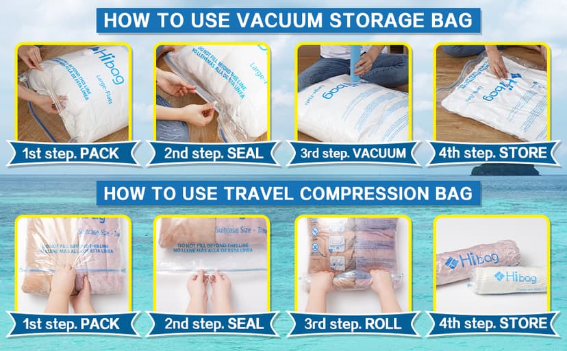 HIBAG Vacuum Storage Bags, 30-Pack Space Saver Vacuum Storage Bags, Vacuum Seal Bags for Clothing, Clothes, Comforters and Blankets (30C)