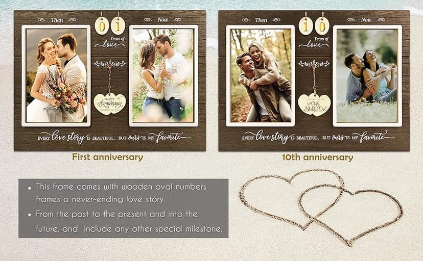 Anniversary Wedding Gifts for Couple Parents Wife Husband. (1-99) Years Then & Now Anniversary Picture Frames(3 Options).