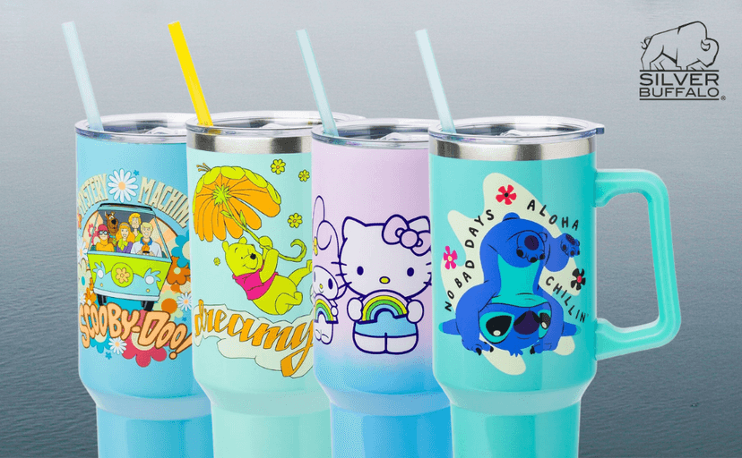 Silver Buffalo Sanrio Hello Kitty Waving Stainless Steel Tumbler with Handle and Straw, Fits in Standard Cup Holder, 40 Ounces