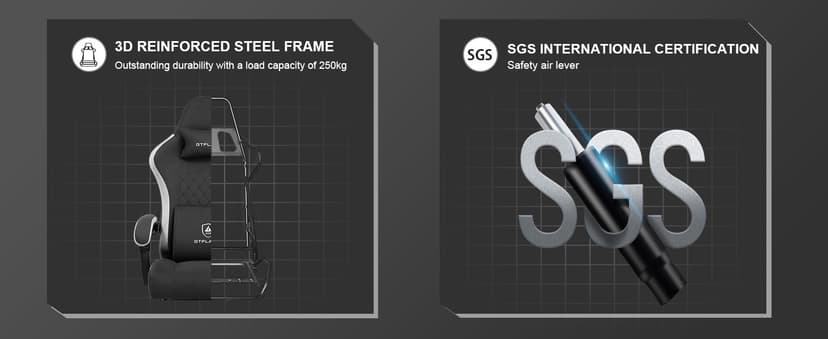 GTPLAYER Gaming Chair, Computer Office Chair with Pocket Spring Cushion, Linkage Armrests and Footrest, High Back Ergonomic Computer Chair with Lumbar Support Task Chair with Footrest(Black)