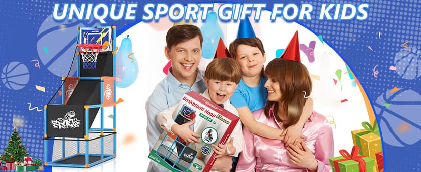 Arcade Basketball Game Set Boy Toys: Indoor Basketball Hoop with 4 Balls Outdoor Sports Toy for Kids 3-12 Years Old Adjustable Height with Air Pump Kid Party Games Birthday Gifts for Boys Girls Teens