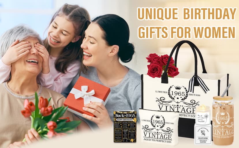 40th 50th 60th Birthday Gifts for Women Tote Bag Birthday Gifts Set for Mom Wife Sister Grandma Birthday Gifts for Her