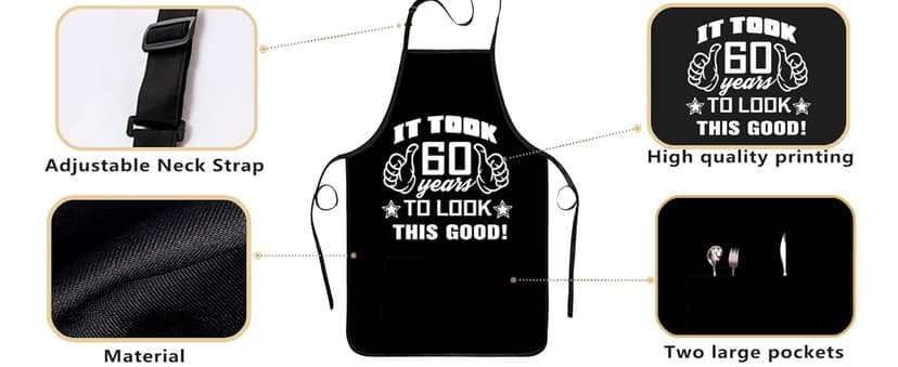 30th 50th 60th 70th Birthday Gifts for Men, Apron Gifts for Husband Wife Friends, Kitchen Chef Aprons with 2 Pockets