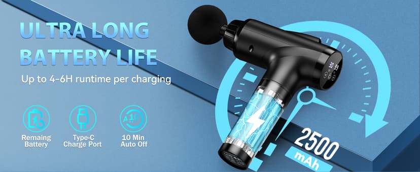 Massage Gun Deep Tissue, Handheld Electric Muscle Massager, High Intensity Percussion Massage Device for Pain Relief with 9 Attachments & 30 Speed(Black)