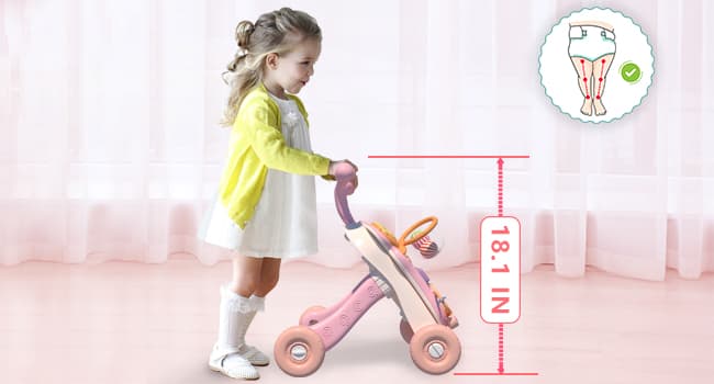 QDRAGON 3 in 1 Baby Walker and Activity Center for Girl, Learning to Walk, Sit to Stand, Early Educational Push Toys with Music Panel for Infant Toddler 12+ Months Pink