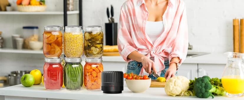 Electric Mason Jar Vacuum Sealer Kit for Wide-Mouth & Regular-Mouth Mason Jars, Food Saver Vacuum Canning Sealer Machine Includes 10 Jar Lids