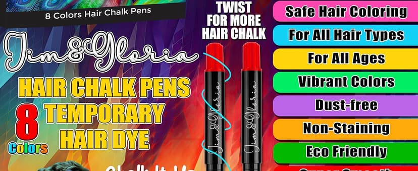 Jim&Gloria Dustless Hair Chalk Gifts for Girls Makeup Kit, Gift for Teen Girl Trendy Stuff, Kids, Teenage Tweens Teenager Temporary and Washable Color Dye Markers Age 7 8 9 10 11 12 13 14 Year Old Toy