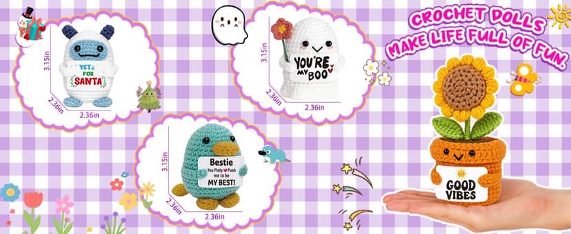 You're My Boo Buddy Cute Halloween Spooky Gifts - Funny & Romantic Handmade Crochet Ghost Plush Decor for for Girlfriend, Boyfriend, Couples, Her, Him, Friends, Valentine,Christmas Stocking Stuffer