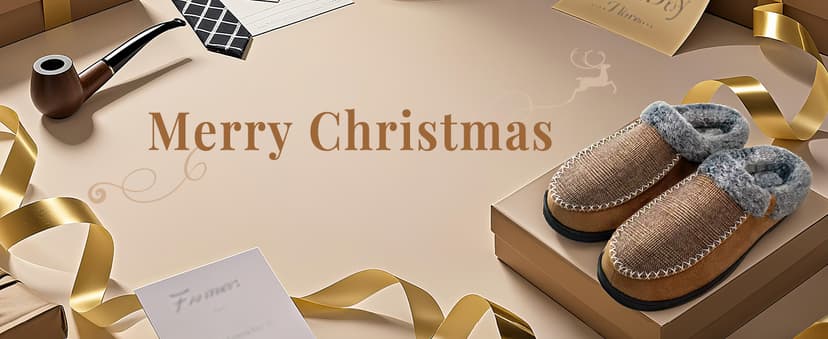 ATHMILE Men's Slippers Slip On Moccasin, Indoor Outdoor Warm Fuzzy Comfy House Shoes, Fluffy Wide Loafer Home Bedroom Slippers