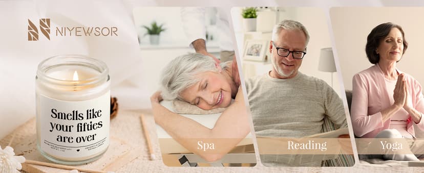 Niyewsor 60th Birthday Gifts for Women Men, Sixty Birthday Candle, 1965 60th Birthday Decorations for Woman Men, 60 Year Old Bday Gifts for Friends, Sister, Mom, Dad, Handmade, 7oz