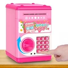 Pink Piggy Bank for Kids with Password Code Lock and Auto Grab Bill Slot, PhilaeEC Real Money Cash Coin Can Saving Box Electronic Money Safe Bank, Hot Gift for 4 7 8 9 10 11 Year Old Boys Girls
