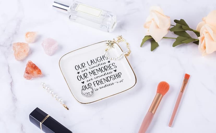 Friendship Gifts for Women Best Friend Jewelry Dish, Our Laughs are Limitless, Our Memories are Countless, Our Friendship is Endless Unique Gifts for Women, Female Friend Birthday Christmas