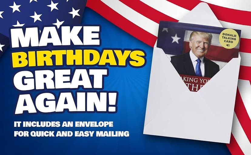 OUR FRIENDLY FOREST Talking Trump Birthday Card with Authentic Voice - Presidential Theme Birthday Greeting for Men & Women (Red)