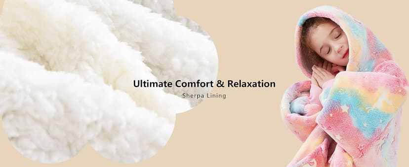 KFUBUO Wearable Blanket Hoodie for Kids Sherpa Patterns Oversized Sweatshirt Blanket With Pocket 6-10 Year Old Girl Boy Birthday Gifts Cat