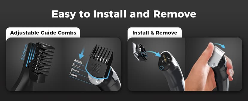 Ufree Beard Trimmer for Men, Waterproof Electric Razor for Nose, Body, Face & Mustache, Cordless Hair Clippers Shavers Grooming Kit, Gifts for Men Husband Father