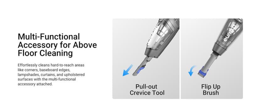 Eureka Corded Stick Vacuum Cleaner for Home Pet Hair, Lightweight Stick Vacuum Cleaner with Powerful Suction for Carpet Tile and Hard Floor, Blue, 3-in-1 Handheld Vac NES312